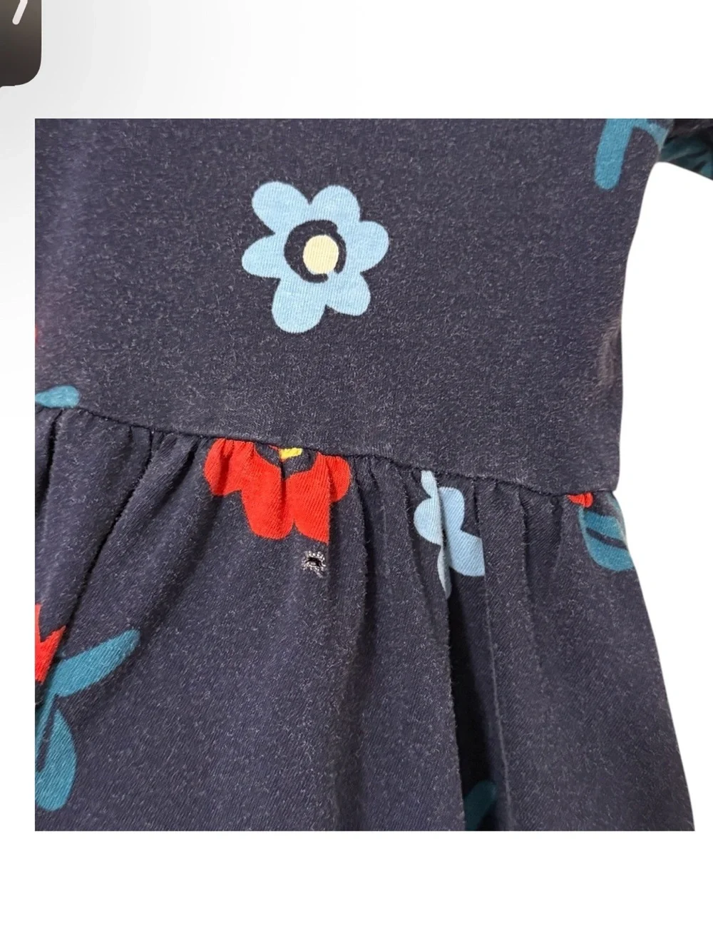 4/$25 Hanna Andersson Flower Twirl Dress Girls Size 6-7 Navy Red Pockets READ